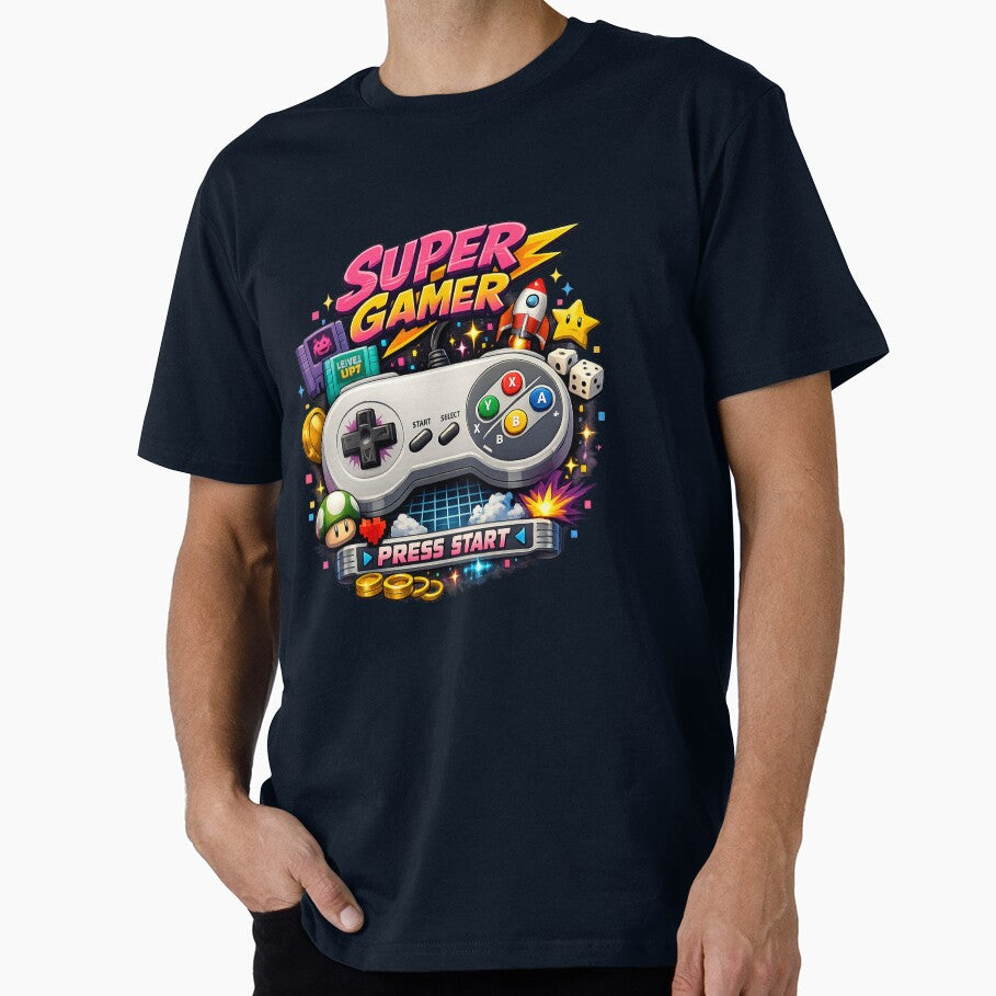 90s Retro Gamer Controller – Press Start Nostalgia Design by Backtrack Boutique