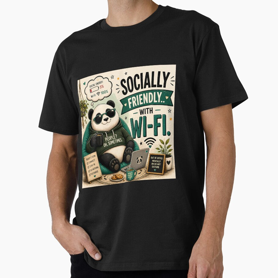 Socially Friendly With WiFi Funny Panda Quote by PopInkAura