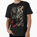 White Tiger Red Eyes Fire Night Art | Fierce Japanese Tiger Dark Prin by 3T3rnalArts