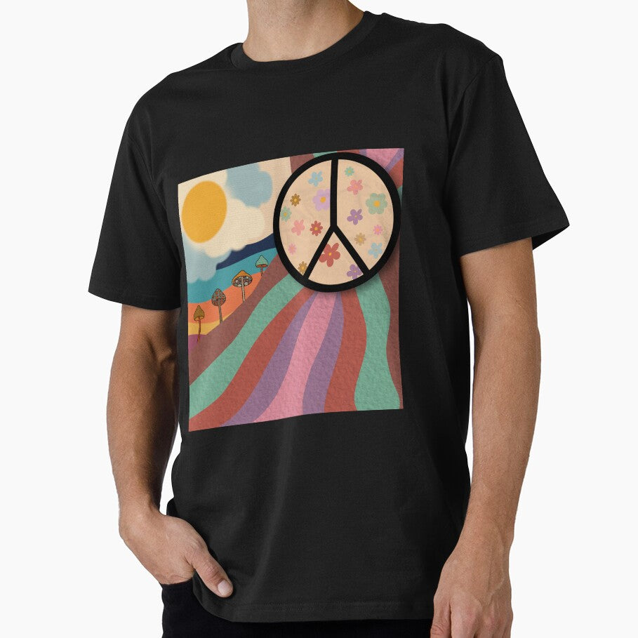 Groovy Vintage Flower Power Peace and Mushrooms by By Aurora Sky