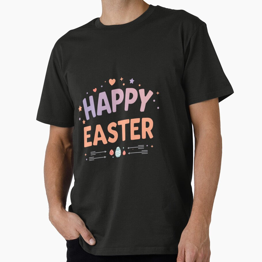 Rainbow Happy Easter Pastel Typography with Decorated Eggs by Crazyegg01