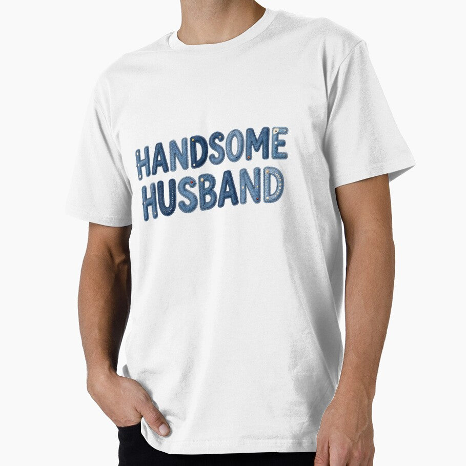 HANDSOME HUSBAND - IN BLUE FAUX LETTERING by AlexOBrienArt
