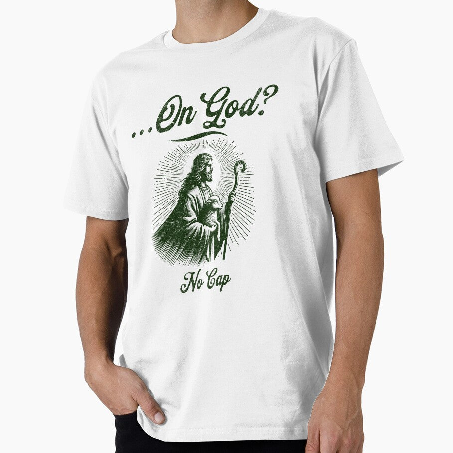 ...On God? No Cap - Gen-Z Funny Jesus Meme Design by brekotadesign