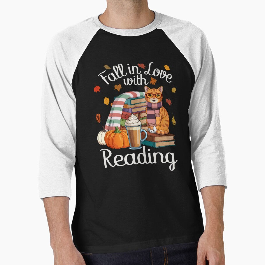 Cozy Autumn Cat Reading Books with Pumpkin Latte by jordyline