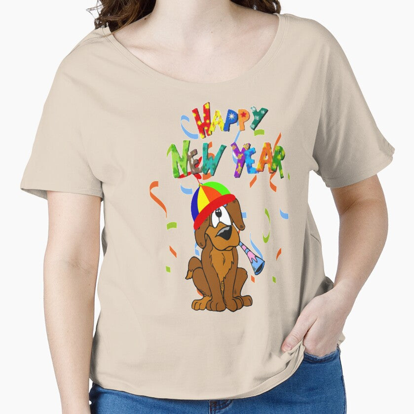 Happy New Year Cute Dog, Howdy New Year,New Years Celebration, New Years Eve Countdown by Adri Barnard