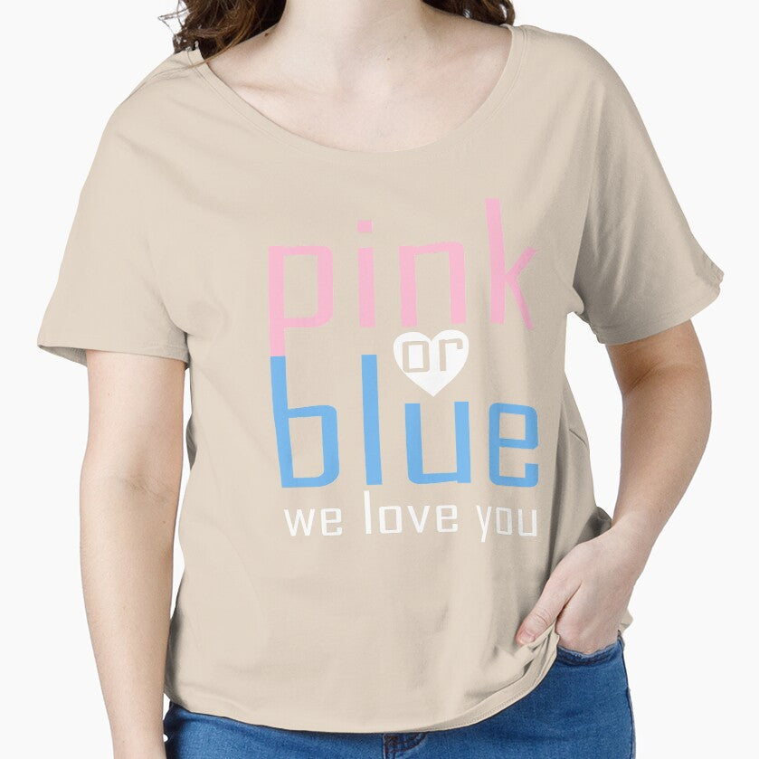Pink Or Blue We Love You Baby Shower Heart Gender Reveal Party Mens Womens T Shirt by arcadetoystore