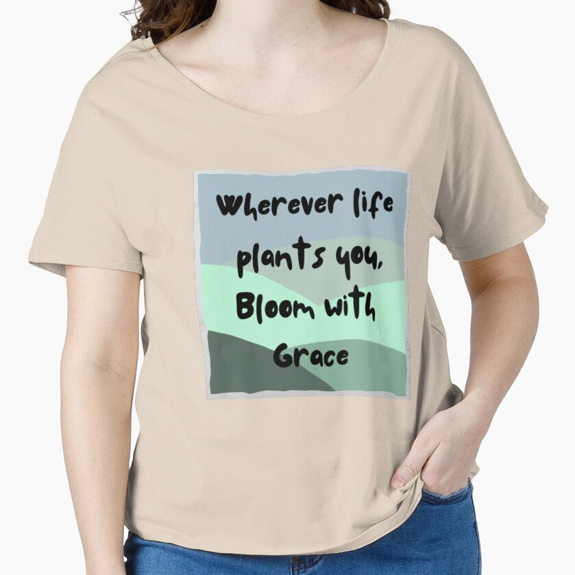 Wherever life plants you bloom with grace inspirational life quote (colour palette , color palete) by Sanaura