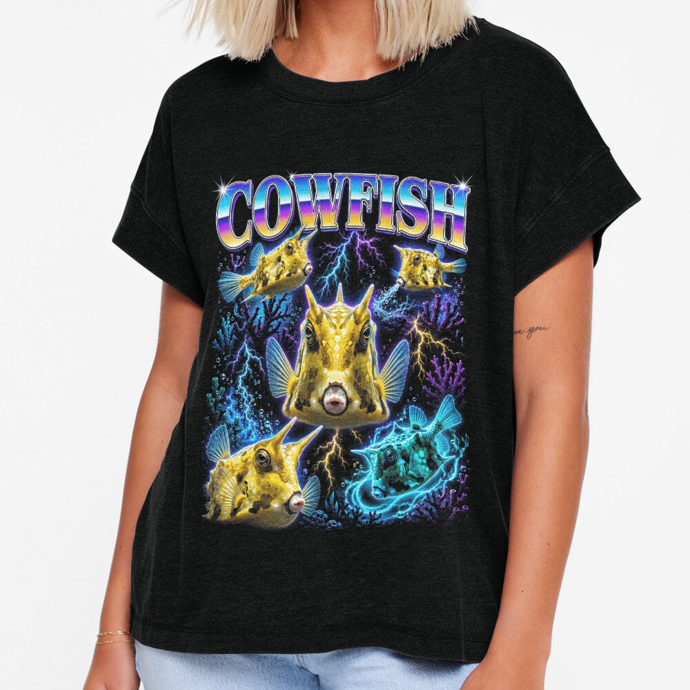Cowfish 90s Retro Collage Art by OceanBandwear