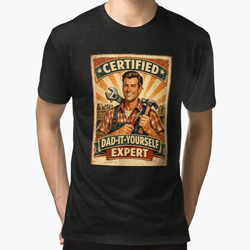 Certified Dad-It-Yourself Expert Retro Vintage Funny Fathers Day Gift For Handyman Dad by Print Loft