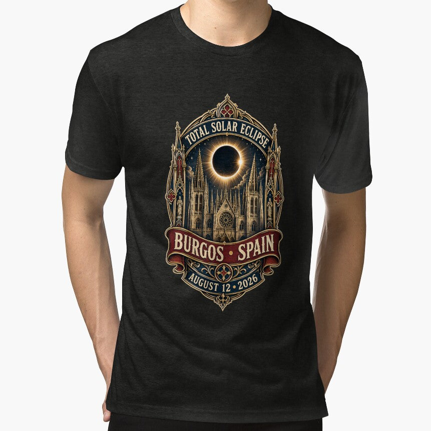 Total Solar Eclipse Burgos Spain 2026 August 12 Gothic Vintage Event Design by Print Loft