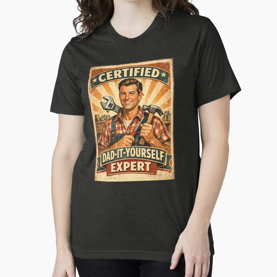 Certified Dad-It-Yourself Expert Retro Vintage Funny Fathers Day Gift For Handyman Dad by Print Loft