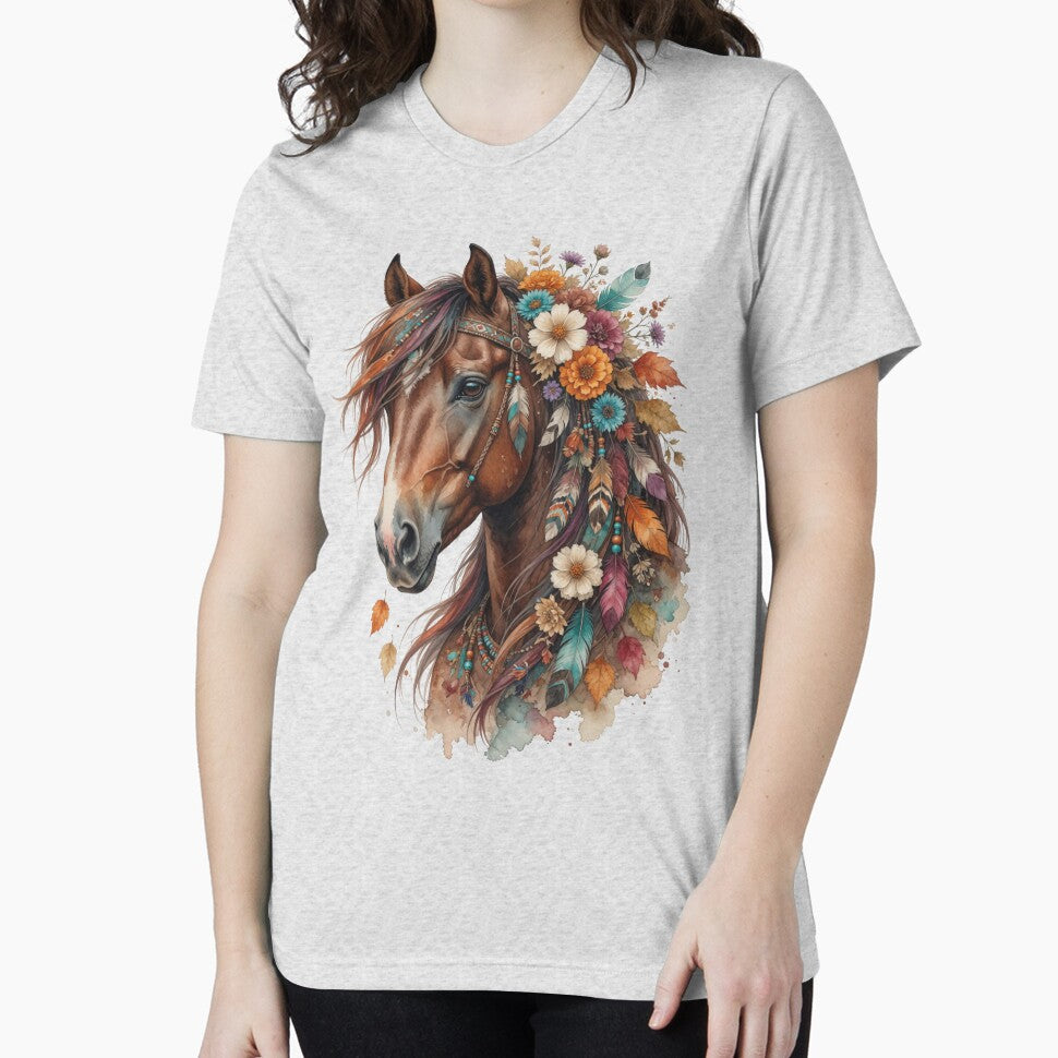 Floral Wild Horse Country Horse Boho Watercolor by CF_VintageDesign