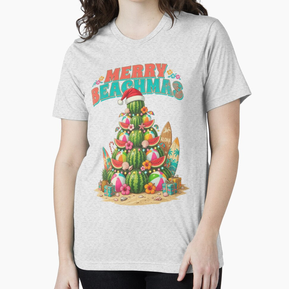 Merry Beachmas Tropical Watermelon Christmas Tree Retro Summer by CF_VintageDesign