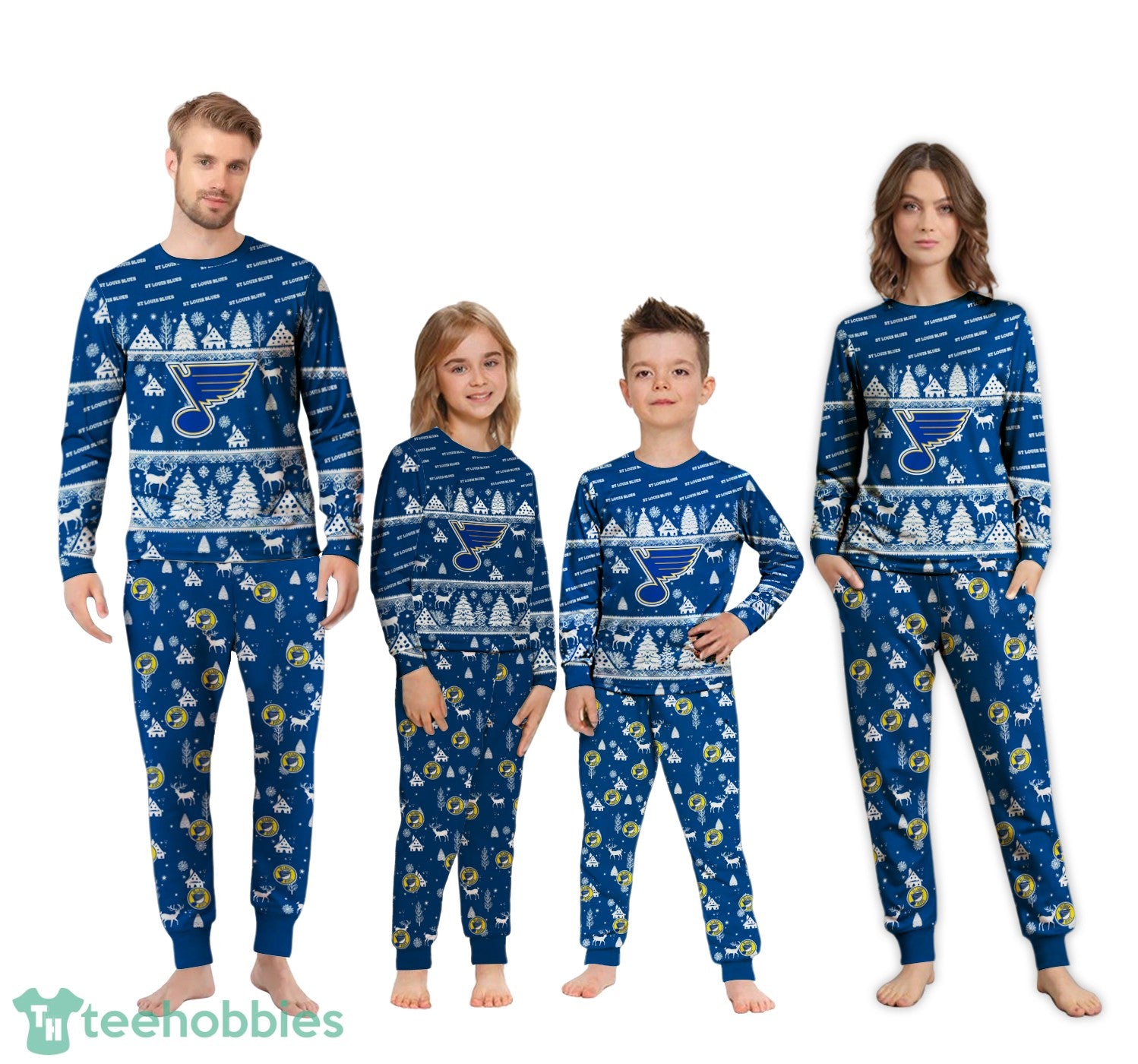 St Louis Blues Christmas Pattern Family Matching Pajamas Sets Best Gift For Christmas