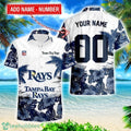 Tampa Bay Rays Hibiscus Flower Hawaii Shirt and Shorts Summer Beach Shirt Custom Name And Number