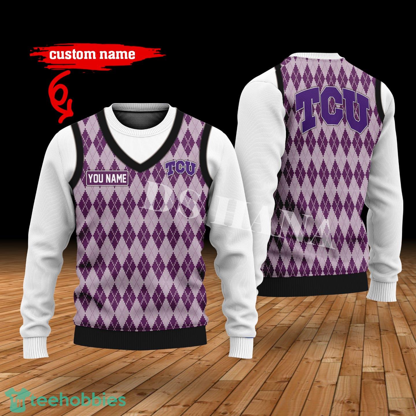 TCU Horned Frogs Custom Name New Style Sweater Ghile Style 3D Print Christmas Sweater