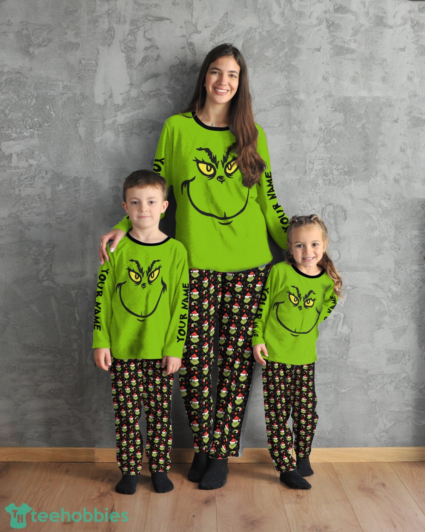 The Grinch Christmas Custom Name Pajamas Family Set