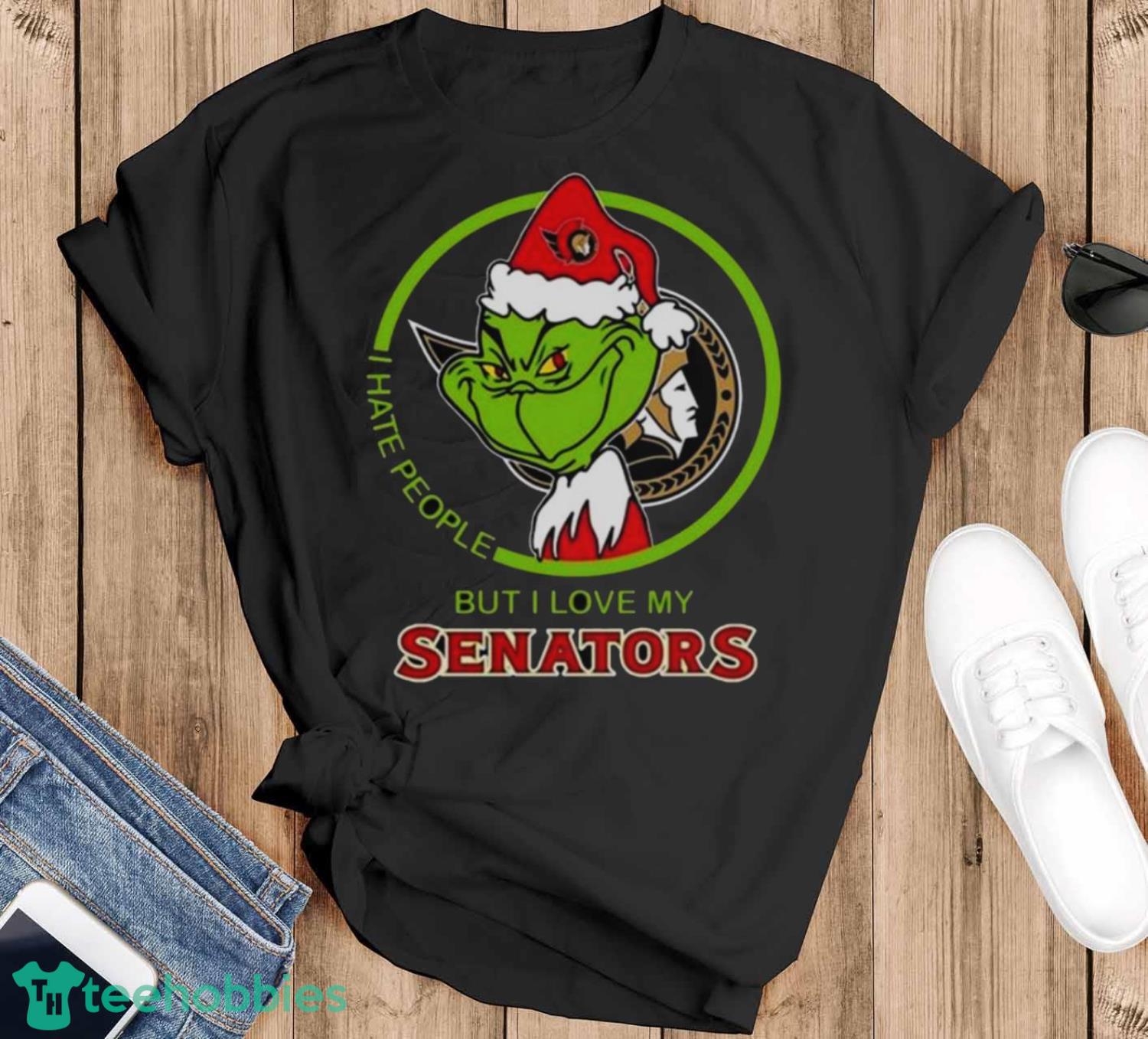 The Grinch I Hate People But I Love My Ottawa Senators Christmas T-Shirt