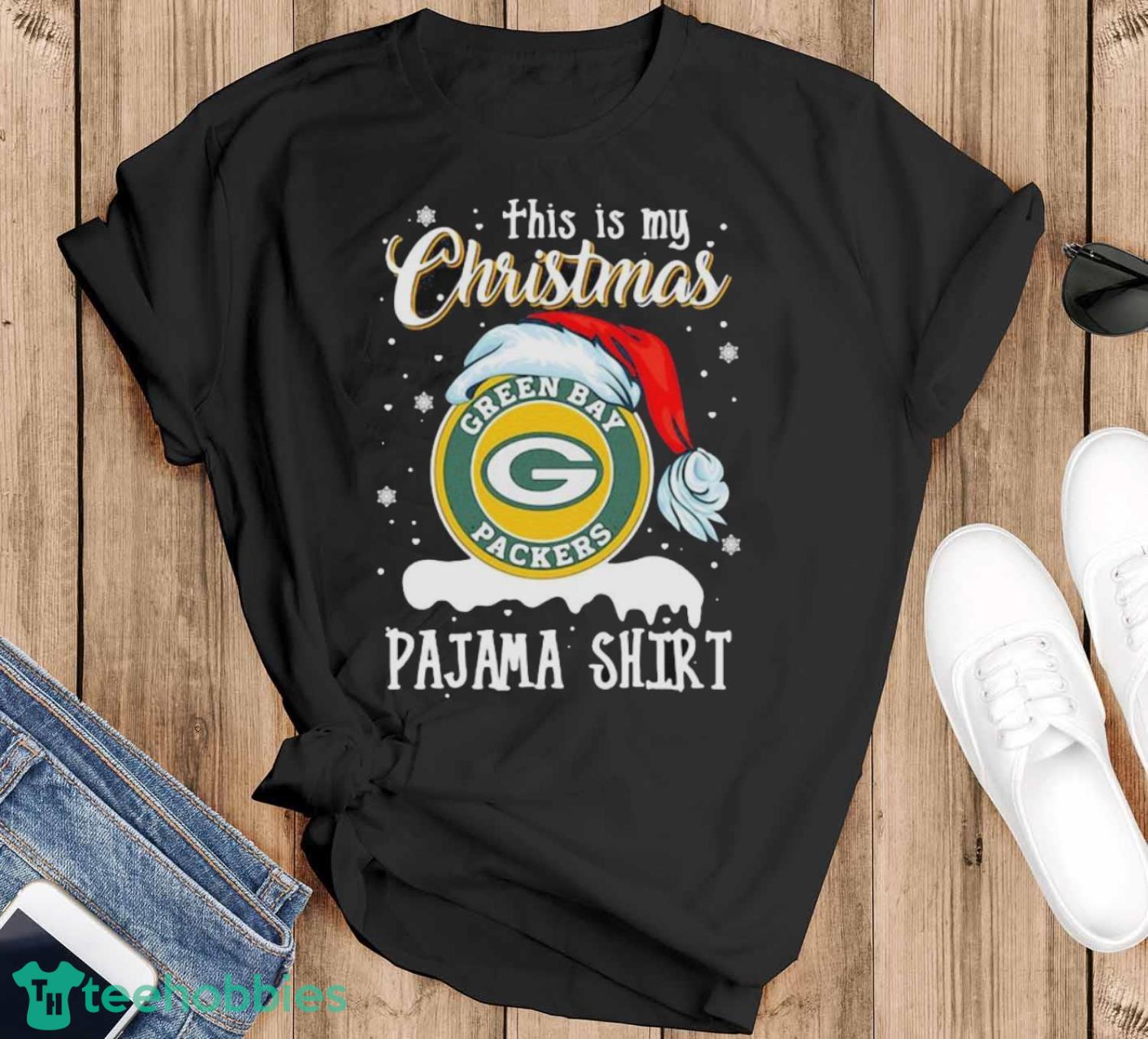 This Is My Christmas Green Bay Packers Pajama Hat Santa Xmas Shirt