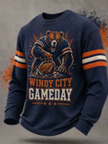 Men's Casual Waffle Long Sleeve Sweatshirt, Gameday Apparel for Chicago Football Fans