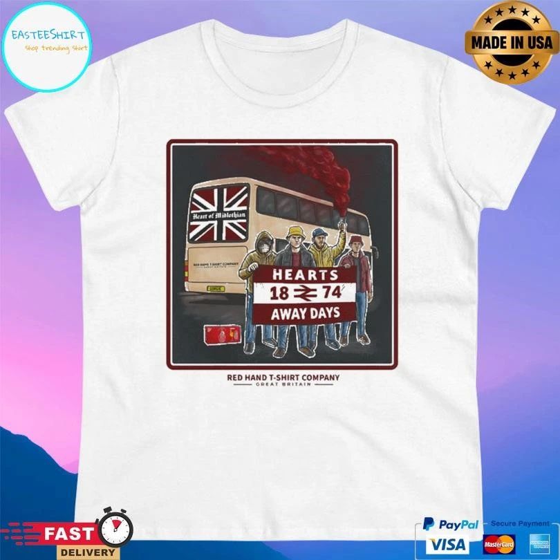 Hearts Away Days 18 74 Flag Red Hand T-T-shirts Company Great Britain T-shirts