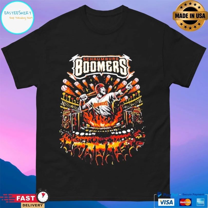 Schaumburg Boomers Baseball Flaming Batter Graphic T-shirt