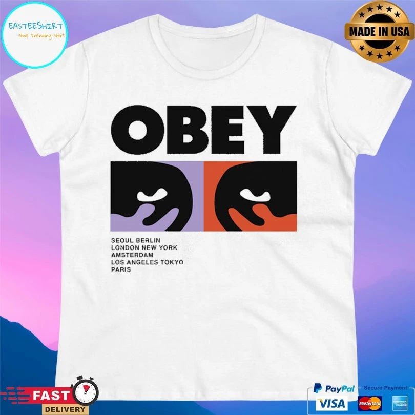 Obey Seoul Berlin London New York Amsterdam Los Angeles Tokyo Paris T-shirt
