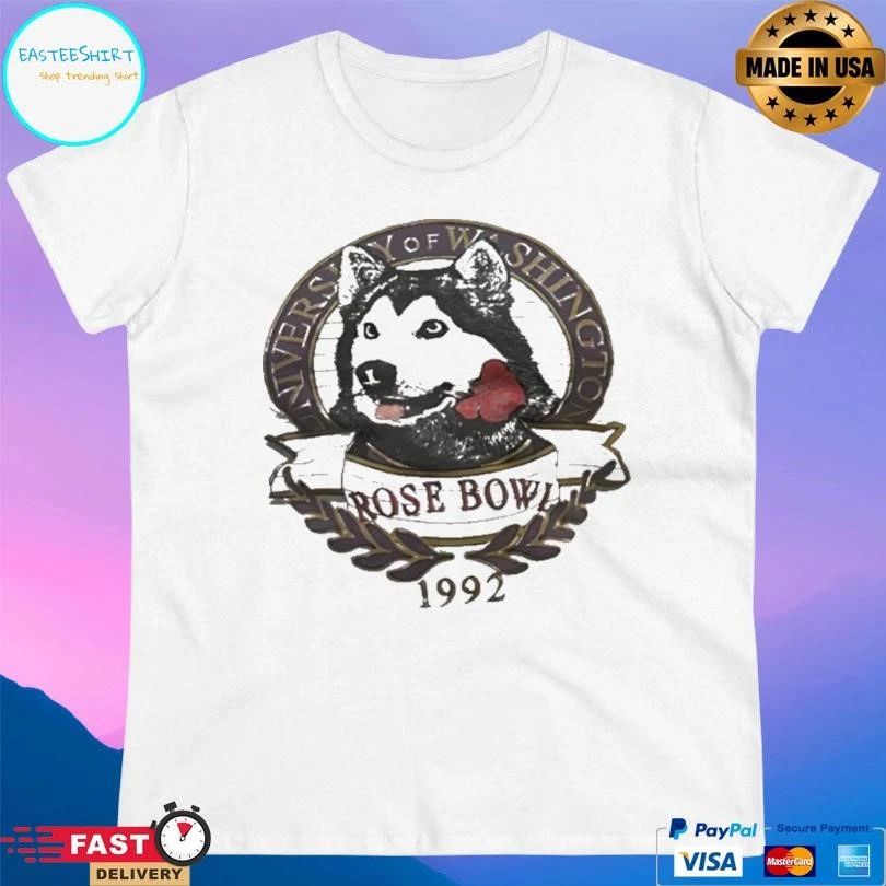University Of Washington 1992 Rose Bowl Husky Mascot Logo T-shirts
