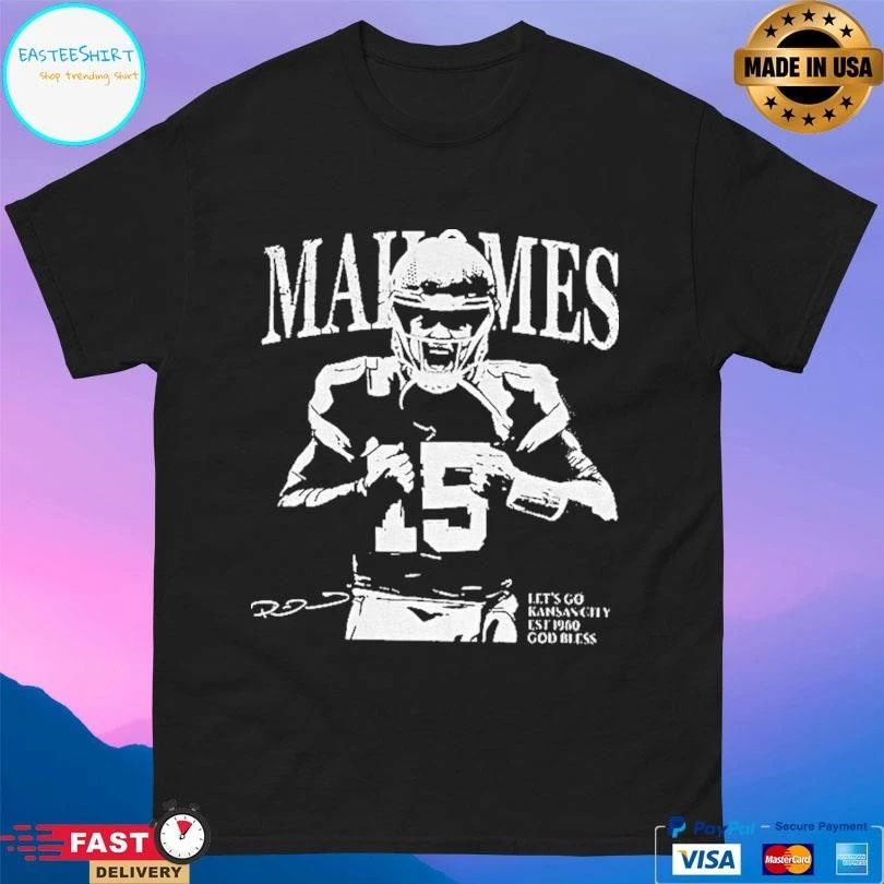 Patrick Mahomes Kansas City Chiefs Let’s Go Kansas City Est 1960 God Bless Signature T-shirts