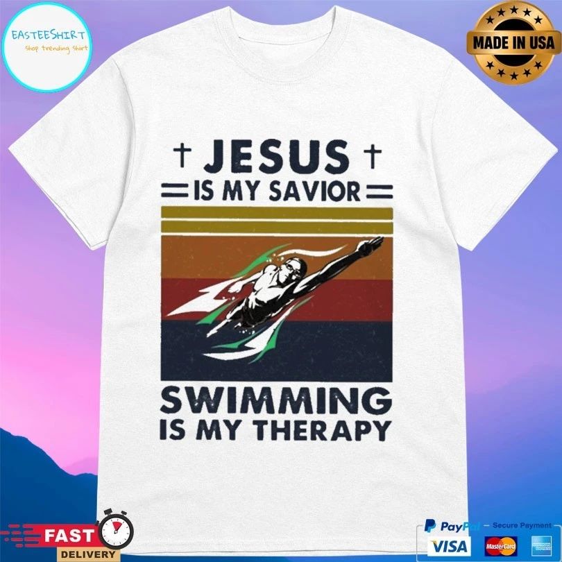 Jesus Is My Savior Swimming Is My Therapy Vintage T-shirt