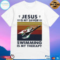 Jesus Is My Savior Swimming Is My Therapy Vintage T-shirt