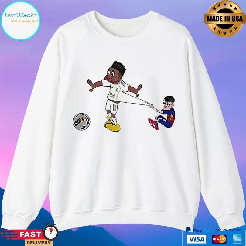 Pedri Pulling Vini Jr 7 Football Cartoon Meme T-shirts