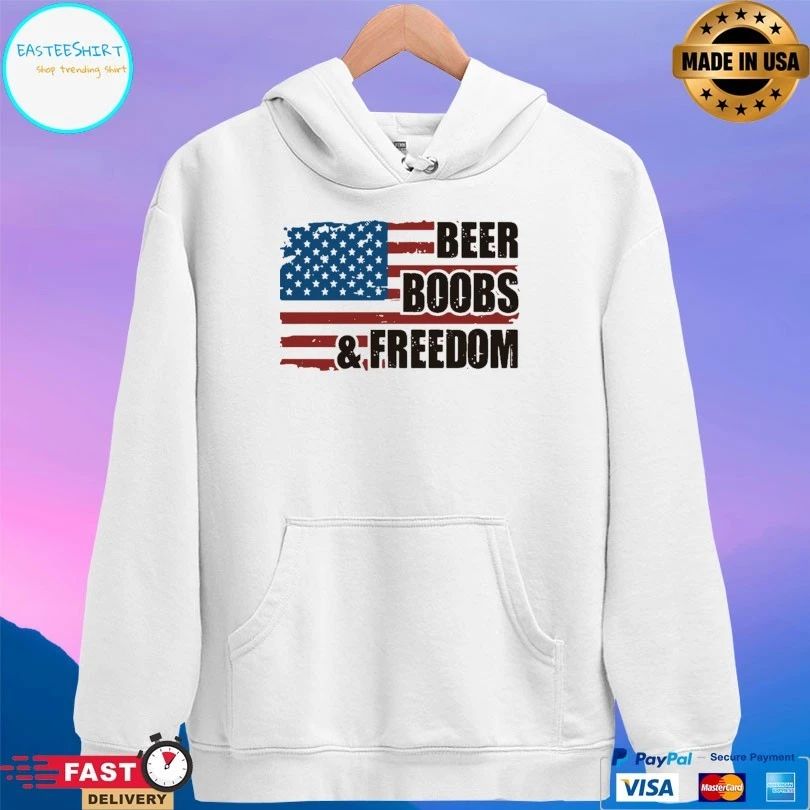 Beer Boobs And Freedom American Flag T-shirt
