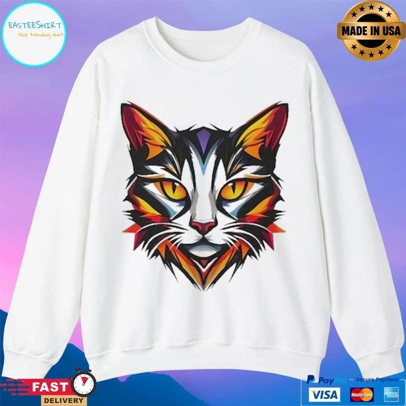 Colorful Cat Head T-shirts