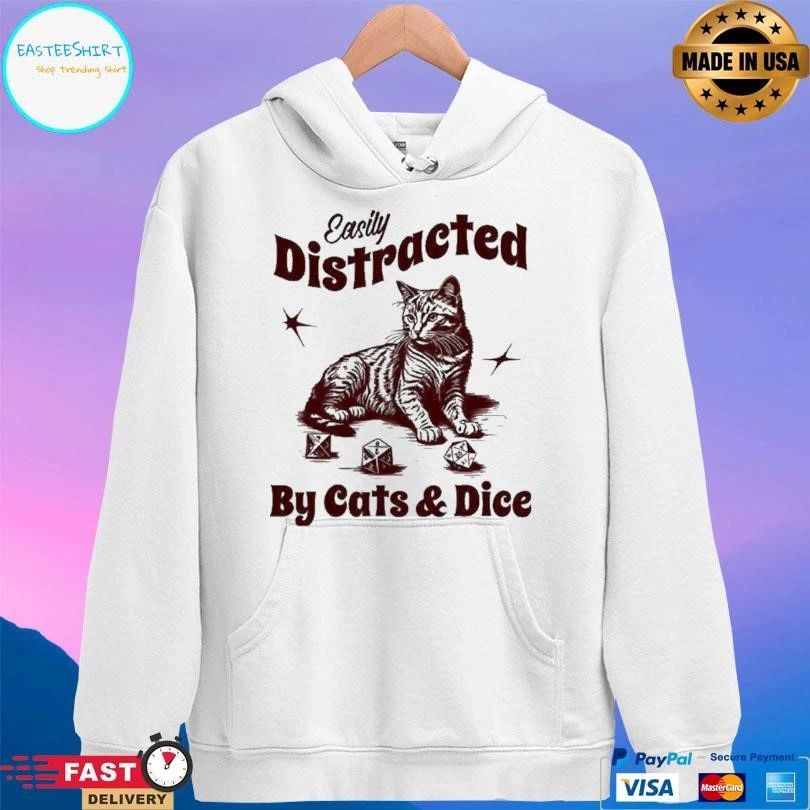 Easily Distracted By Cats And Dice Dungeons And Dragons T-shirts
