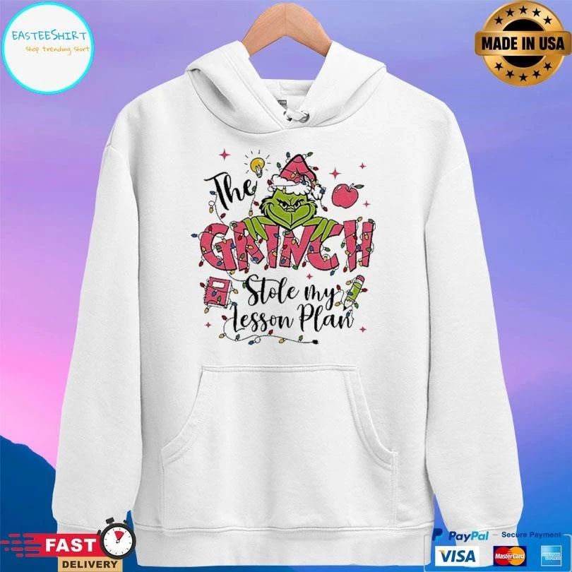 Pink Grinch Teacher Christmas Stole My Lesson Plan T-shirts