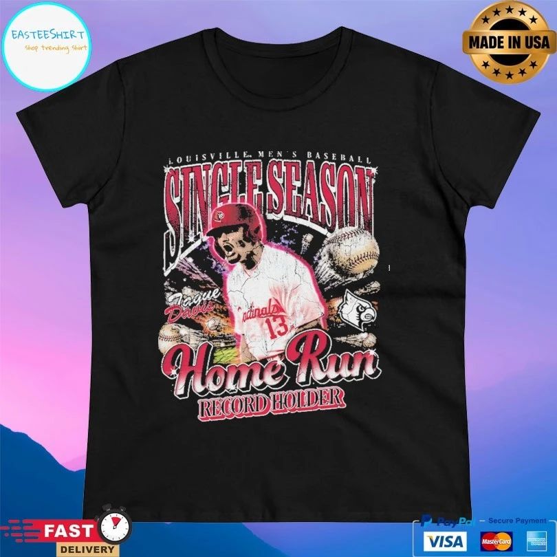Tague Davis Louisville Cardinals Men’s Baseball Single Season Home Run Record Holder T-shirt