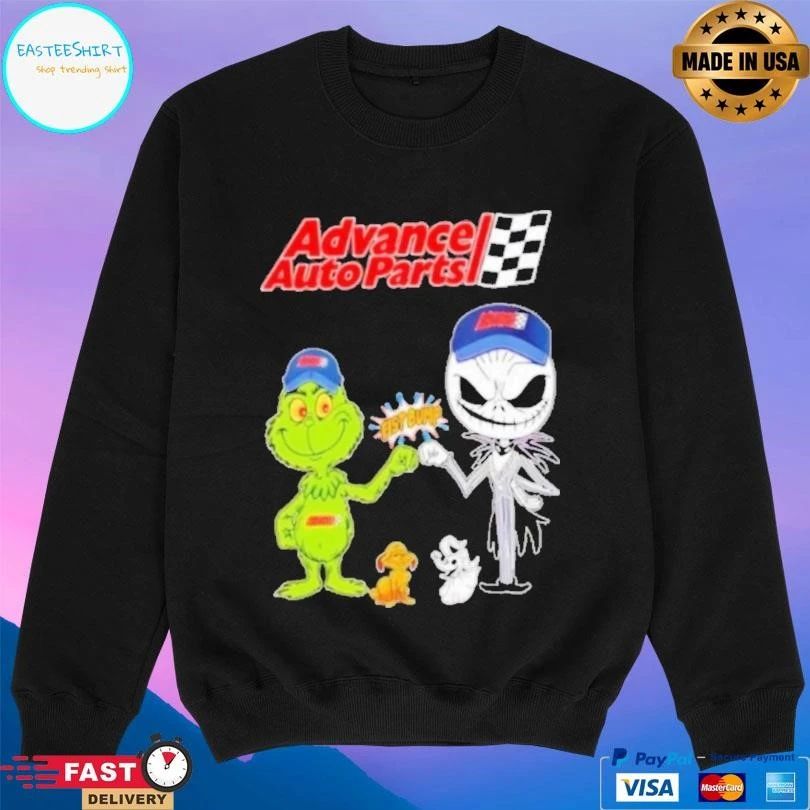 Advance Auto Parts X Grinch And Jack Skellington Fist Bump Unwilling Friends T-shirts