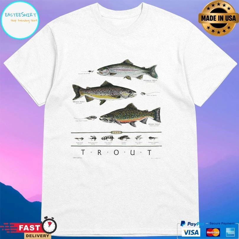 Trout And Flies Adult Natural T-shirts
