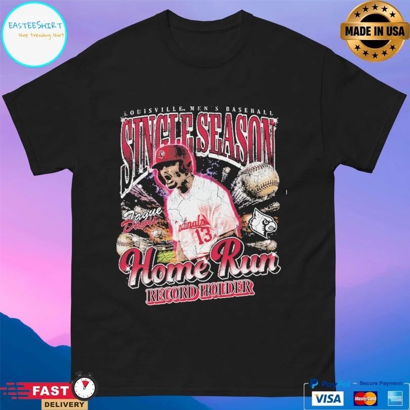 Tague Davis Louisville Cardinals Men’s Baseball Single Season Home Run Record Holder T-shirt