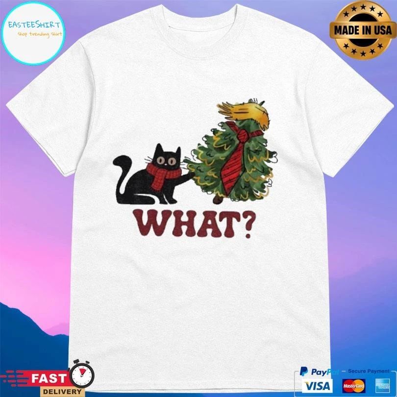 Trump Black Cat What Christmas Tree Xmas 2025 T-shirts