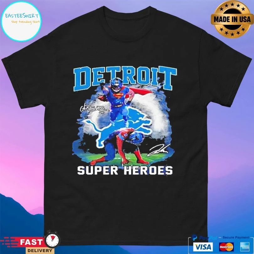 Detroit Lions Super Heroes Signatures Classic T-shirts