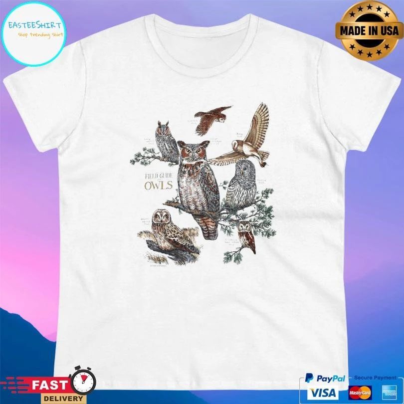 Field Guide To Owls Adult Stone T-shirts