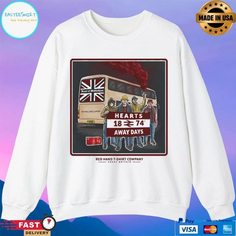 Hearts Away Days 18 74 Flag Red Hand T-T-shirts Company Great Britain T-shirts