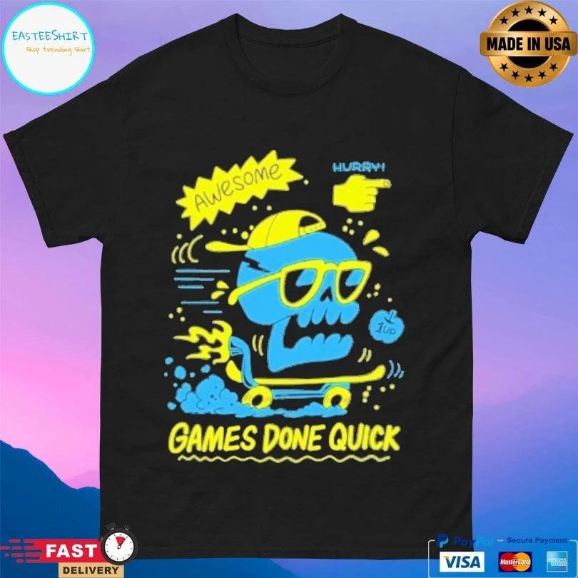 Skull Awesome Hurry Games Done Quick T-shirts