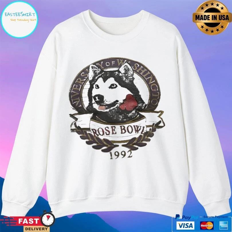University Of Washington 1992 Rose Bowl Husky Mascot Logo T-shirts