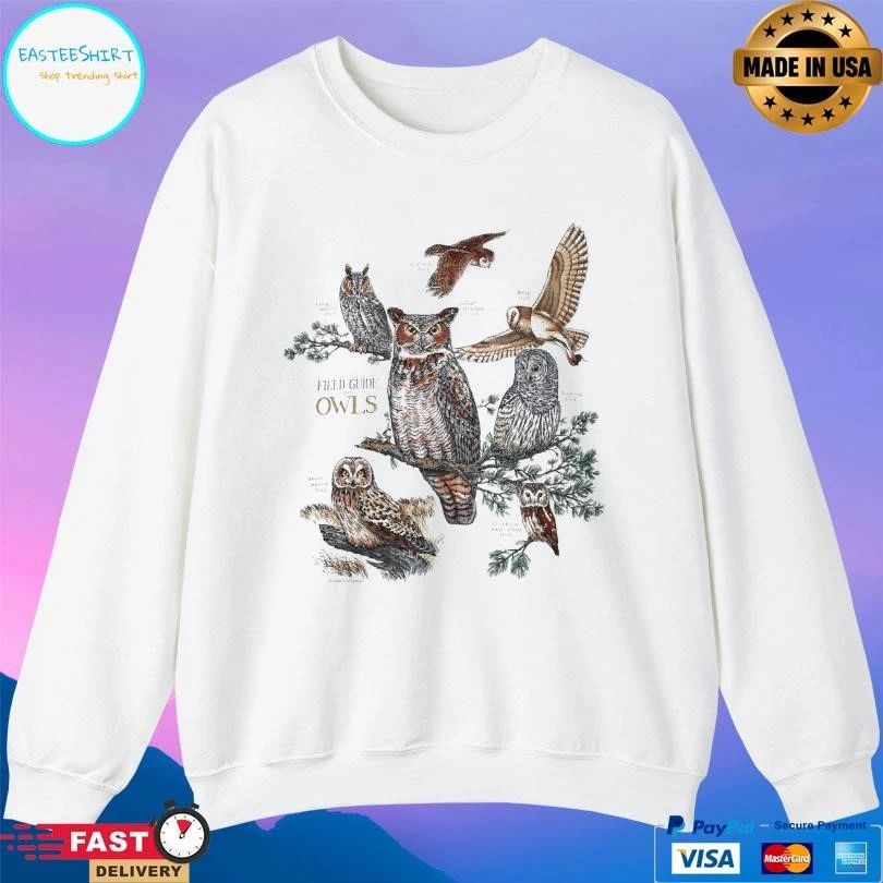 Field Guide To Owls Adult Stone T-shirts