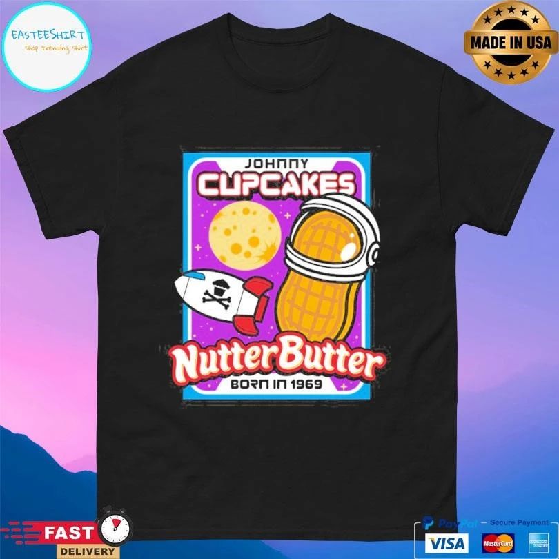 Johnny Cupcakes Nutter Butter Born In 1969 60’s Astronaut Cookie Cakes T-shirts