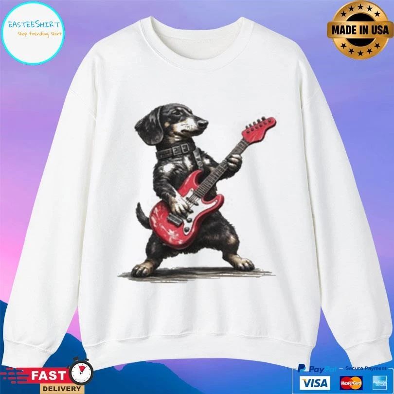 Dachshund Dog Playing Guitar T-shirts