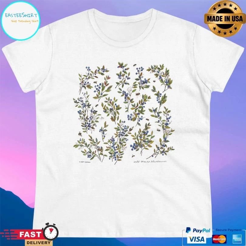 Wild Maine Blueberries Adult Natural T-shirts